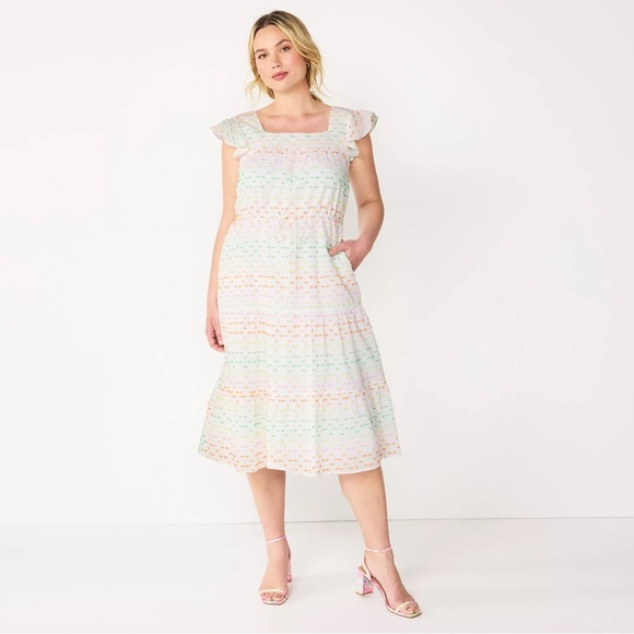 DRAPER JAMES RSVPโข Print Midi Sun Dress Size XL 100% Cotton with Pockets - Picture 1 of 9